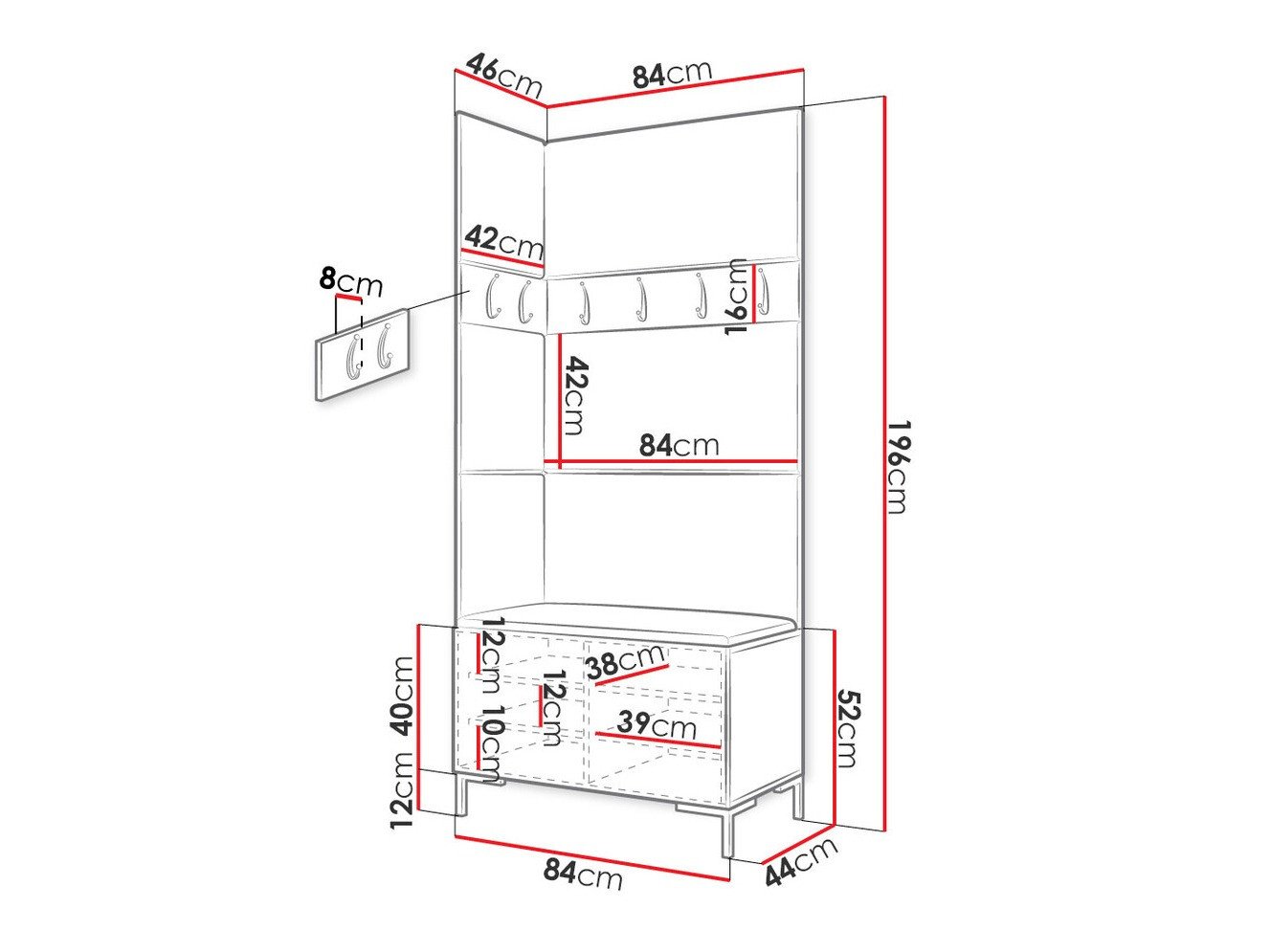 Meuble d'entrée Tivsoa 103 (Craft chêne)