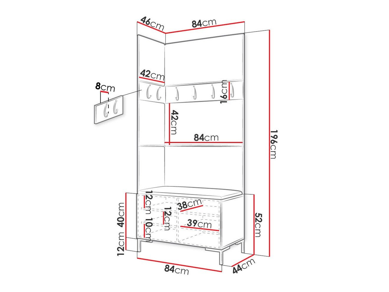 Meuble d'entrée Tivsoa 103 (Craft chêne)