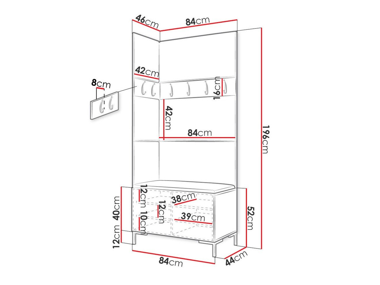 Meuble d'entrée Tivsoa 103 (Noir)