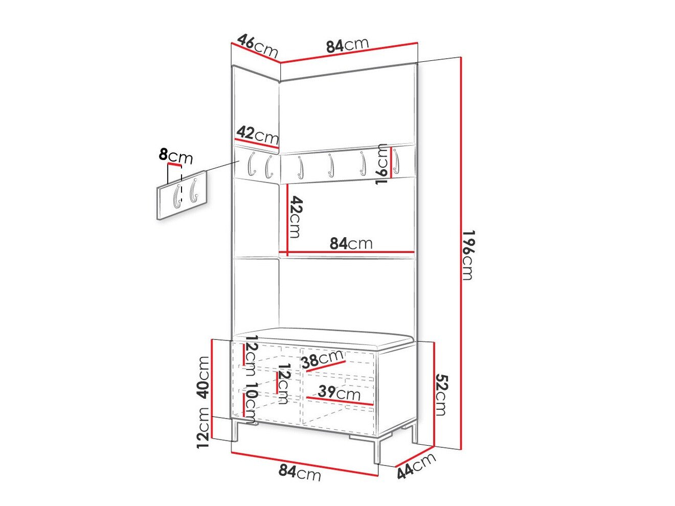 Meuble d'entrée Tivsoa 103 (Noir)