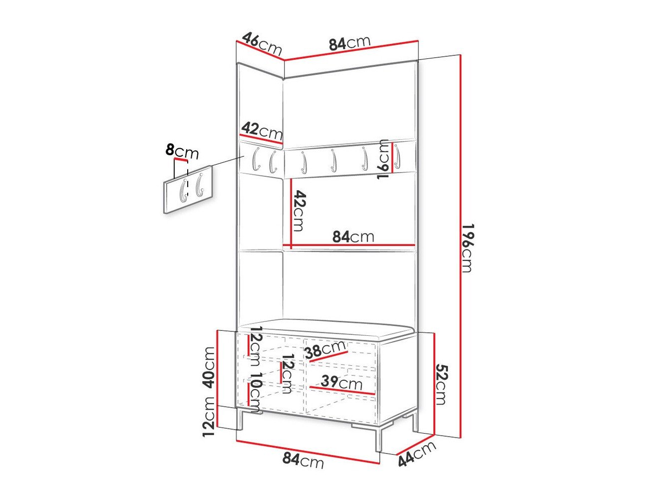 Meuble d'entrée Tivsoa 103 (Noir)