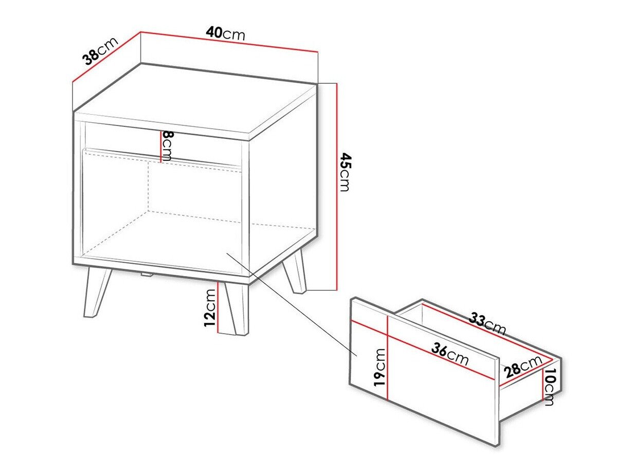 Ensemble de tables de chevet Melevara 105