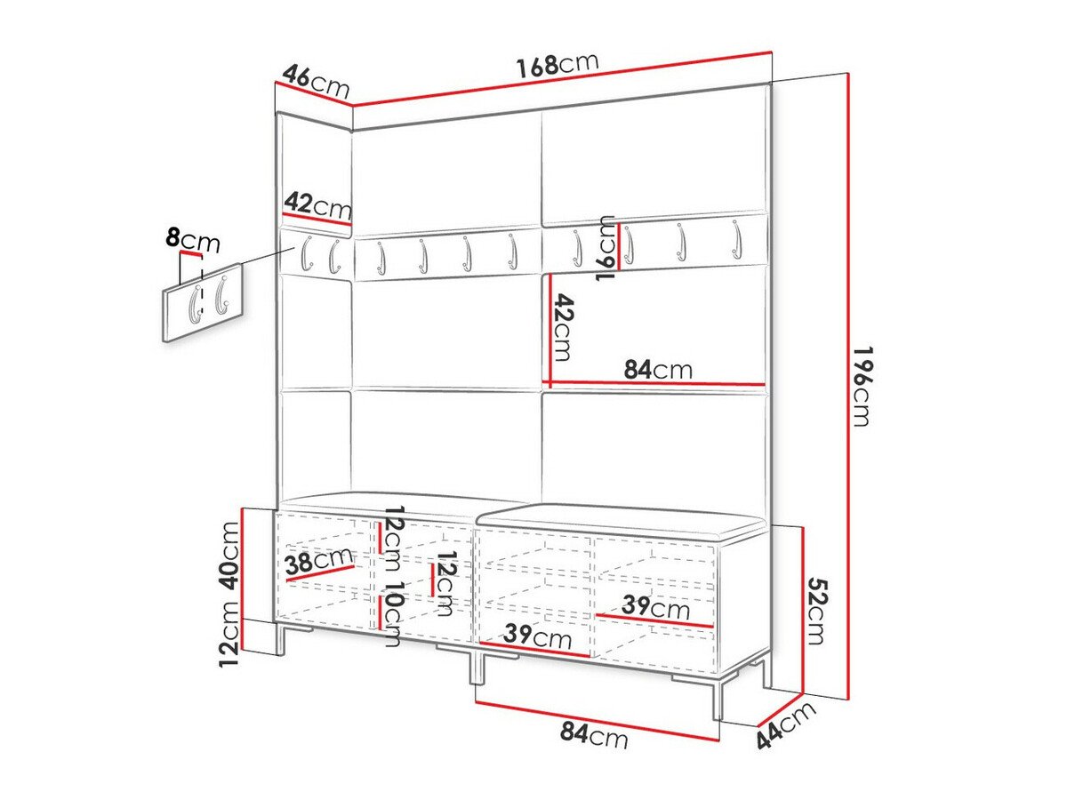 Meuble d'entrée Tivsoa 104 (Faux cuir Soft 011)