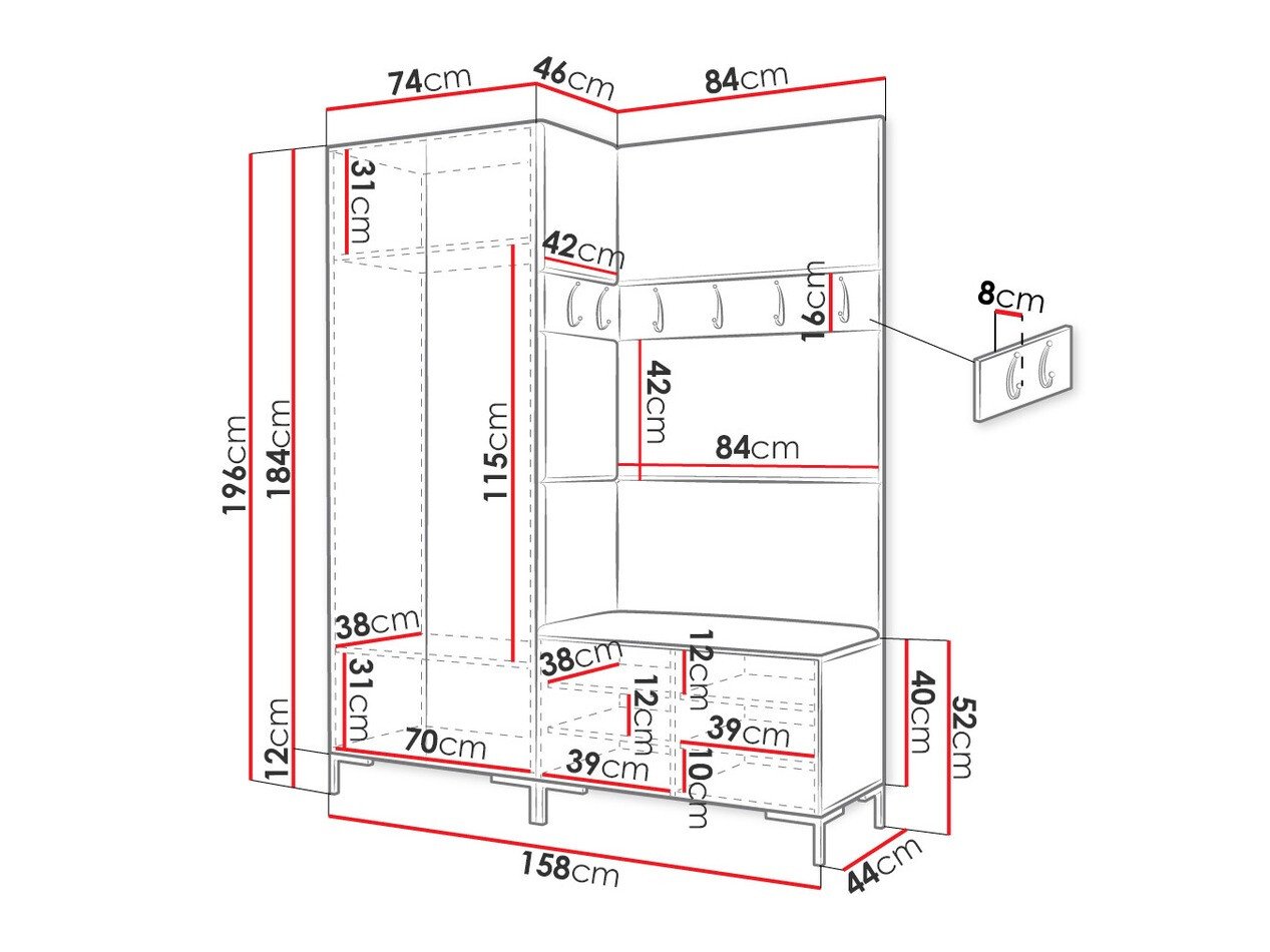 Meuble d'entrée Tivsoa 107 (Faux cuir Soft 017)