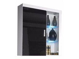 Armoire murale Odebeli 101 (Blanc + Noir brillant)