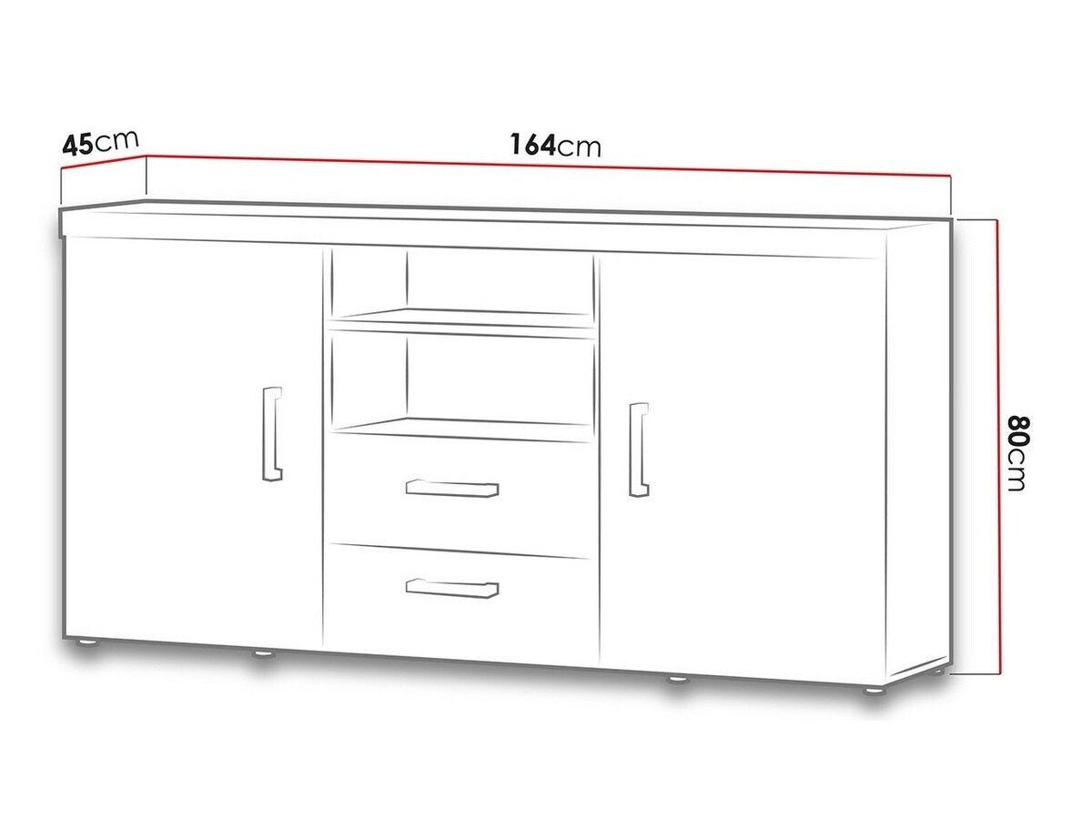 Commode Odebeli 105 (Blanc + Blanc brillant)