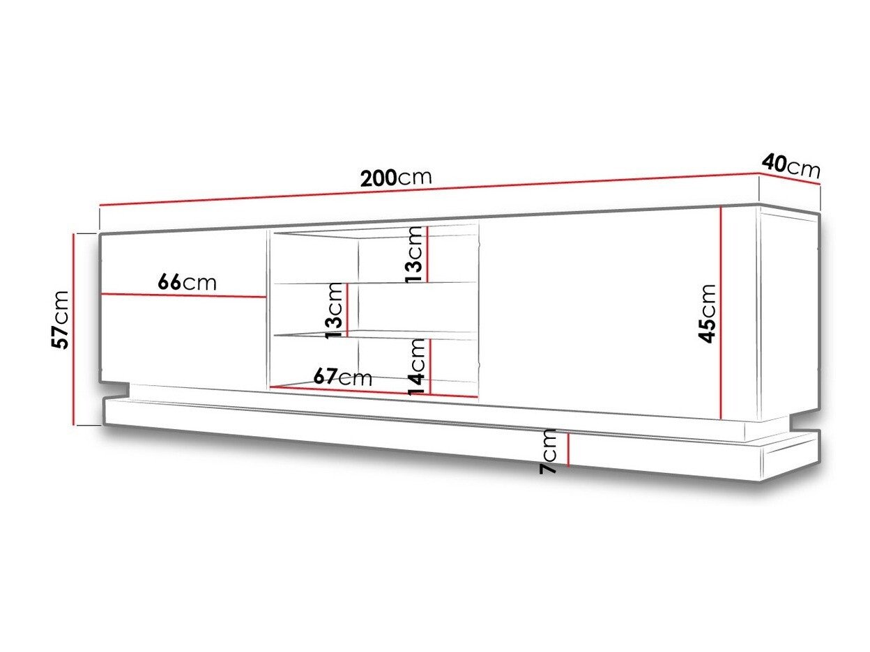 Meuble TV Linar I (Blanc + Blanc brillant)