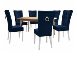 Salle à manger complète Racine 144 (Blanc + Magic Velvet 2216)