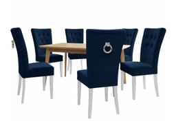 Salle à manger complète Racine 144 (Blanc + Magic Velvet 2216)