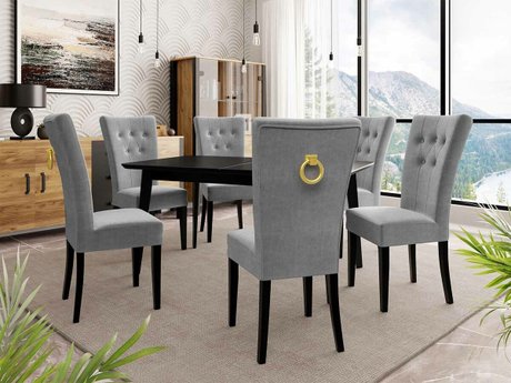Salle à manger complète Racine 144 (Noir + Magic Velvet 2217)