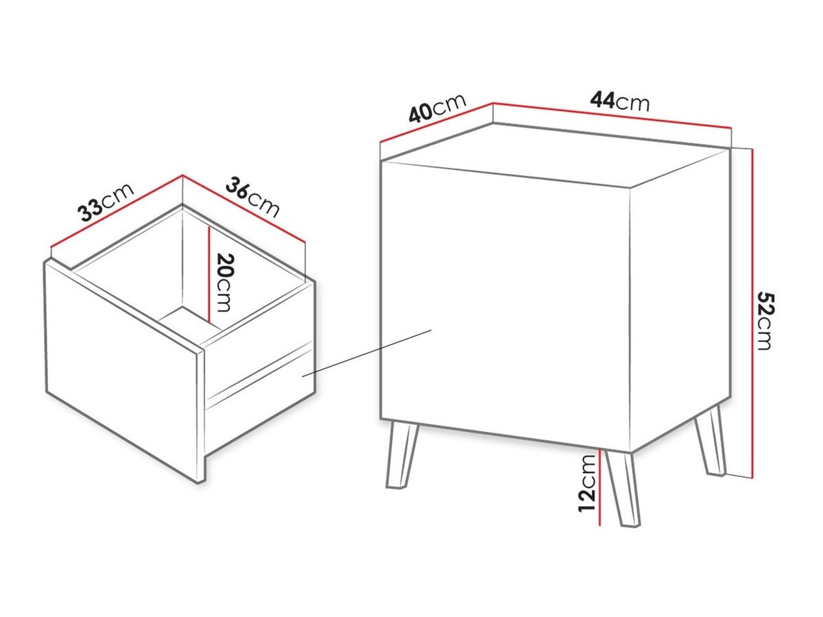 Ensemble de tables de chevet Charlotte 141 (Noir)