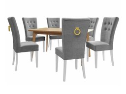 Salle à manger complète Racine 144 (Blanc + Magic Velvet 2217)