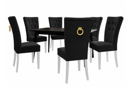 Salle à manger complète Racine 144 (Blanc + Magic Velvet 2219)