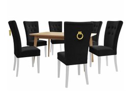 Salle à manger complète Racine 144 (Blanc + Magic Velvet 2219)