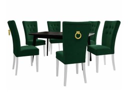 Salle à manger complète Racine 144 (Blanc + Magic Velvet 2225)