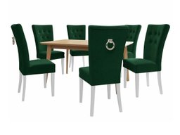 Salle à manger complète Racine 144 (Blanc + Magic Velvet 2225)