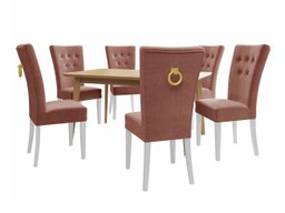 Salle à manger complète Racine 144 (Blanc + Magic Velvet 2258)