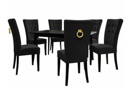 Salle à manger complète Racine 144 (Noir + Magic Velvet 2219)