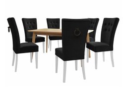 Salle à manger complète Racine 144 (Noir + Magic Velvet 2219)