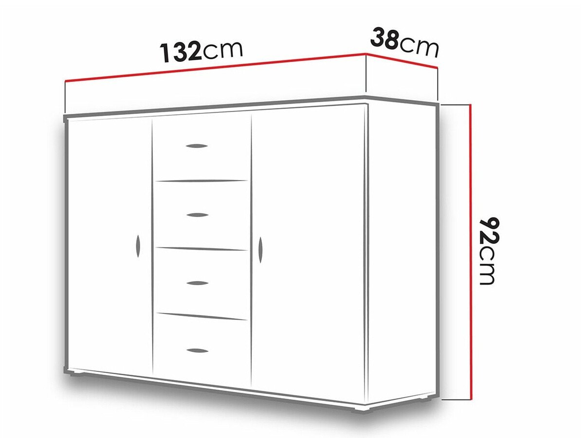 Commode Charlotte 118 (Chêne de Lefkas + Noir)