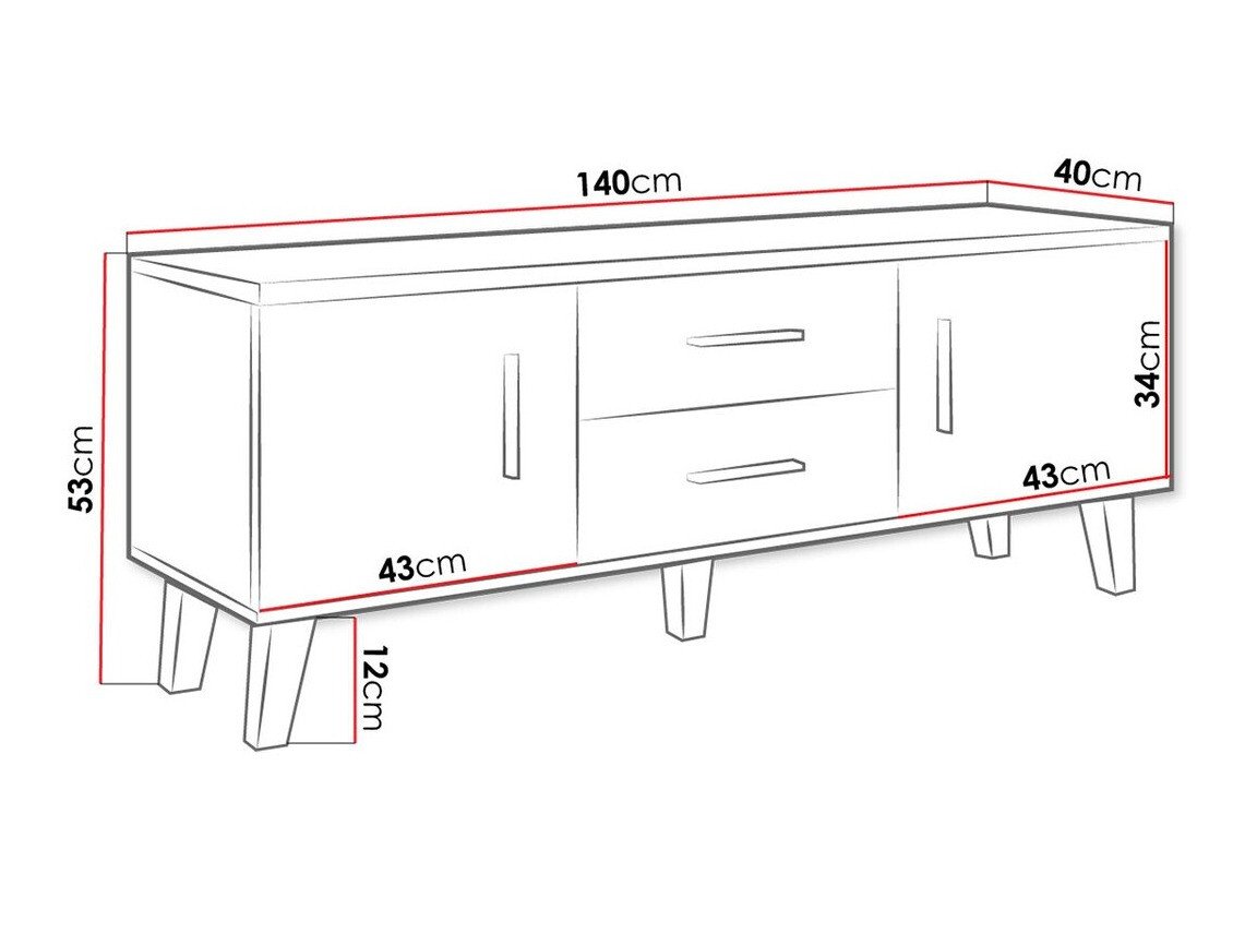 Meuble TV Larfloi 103 (Chêne wotan + Noir)