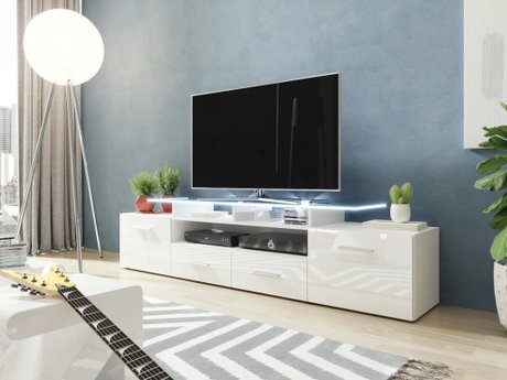 Meuble TV Charlotte 117 (Blanc + Blanc brillant)