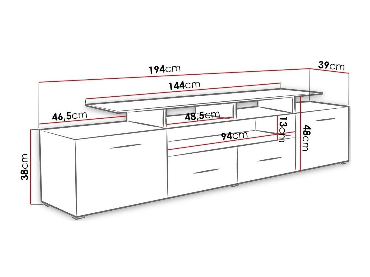 Meuble TV Charlotte 117 (Blanc + Blanc brillant)
