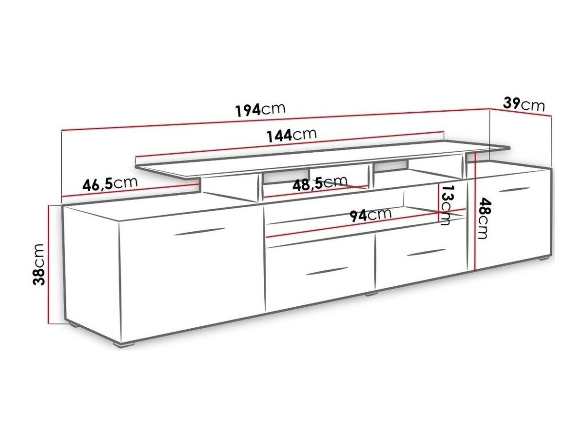 Meuble TV Charlotte 117 (Blanc + Blanc brillant)