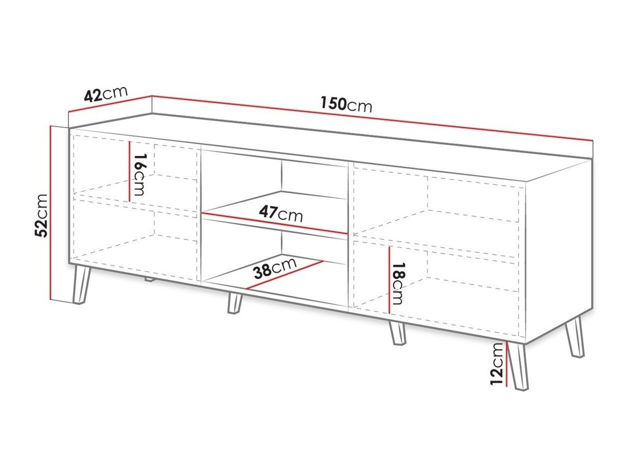 Meuble TV Charlotte 144 (Blanc + Blanc brillant)