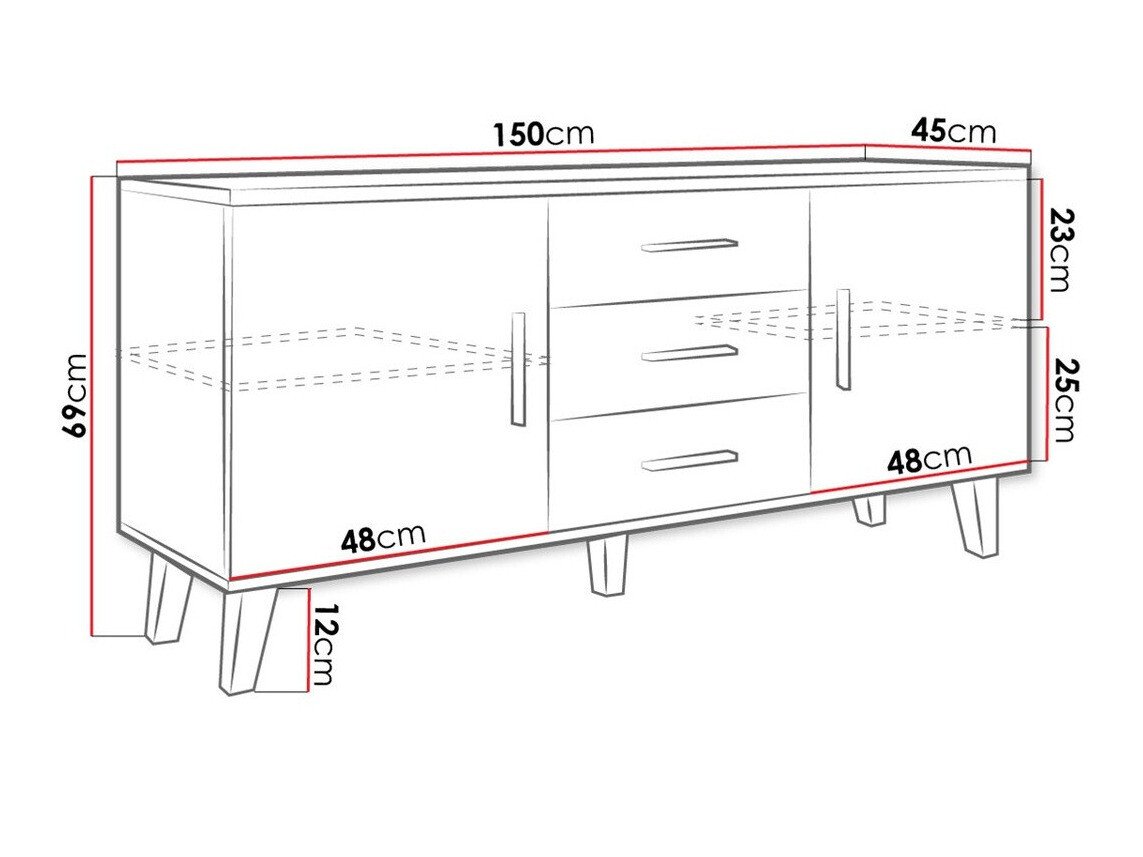 Meuble TV Larfloi 107 (Chêne wotan + Noir)