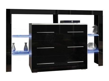 Commode Aestas I (Blanc + Noir brillant)
