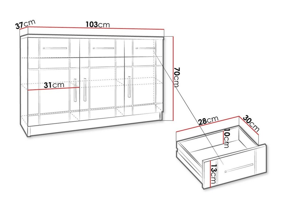 Commode Bacces I (Sonoma chêne + Blanc)