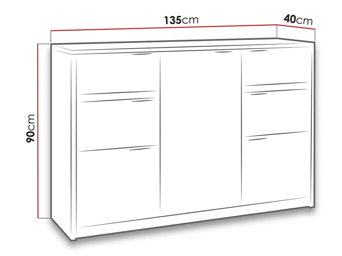 Commode Fivelbo 101 (Chêne du Monastery + Noir brillant)