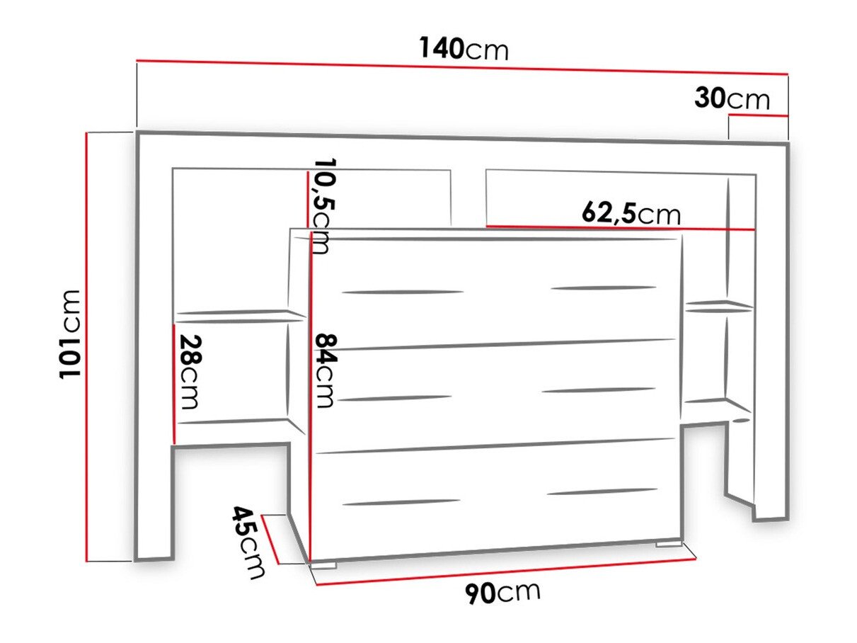 Commode Nashville 108 (Blanc + Noir brillant)