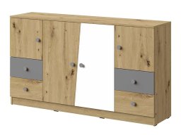 Commode Almira 105 (Chêne Artisan + Blanc + Gris)