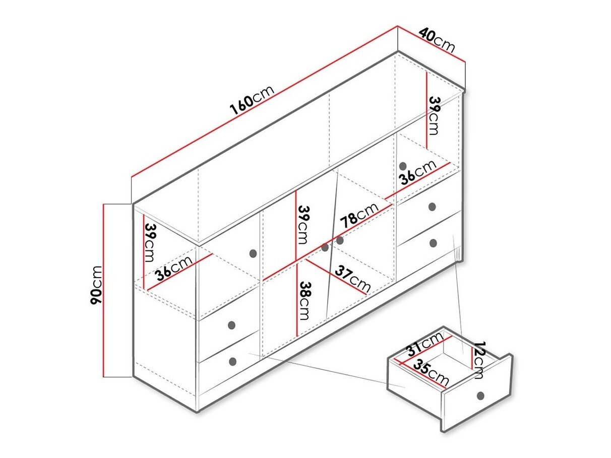 Commode Almira 105 (Chêne Artisan + Blanc)