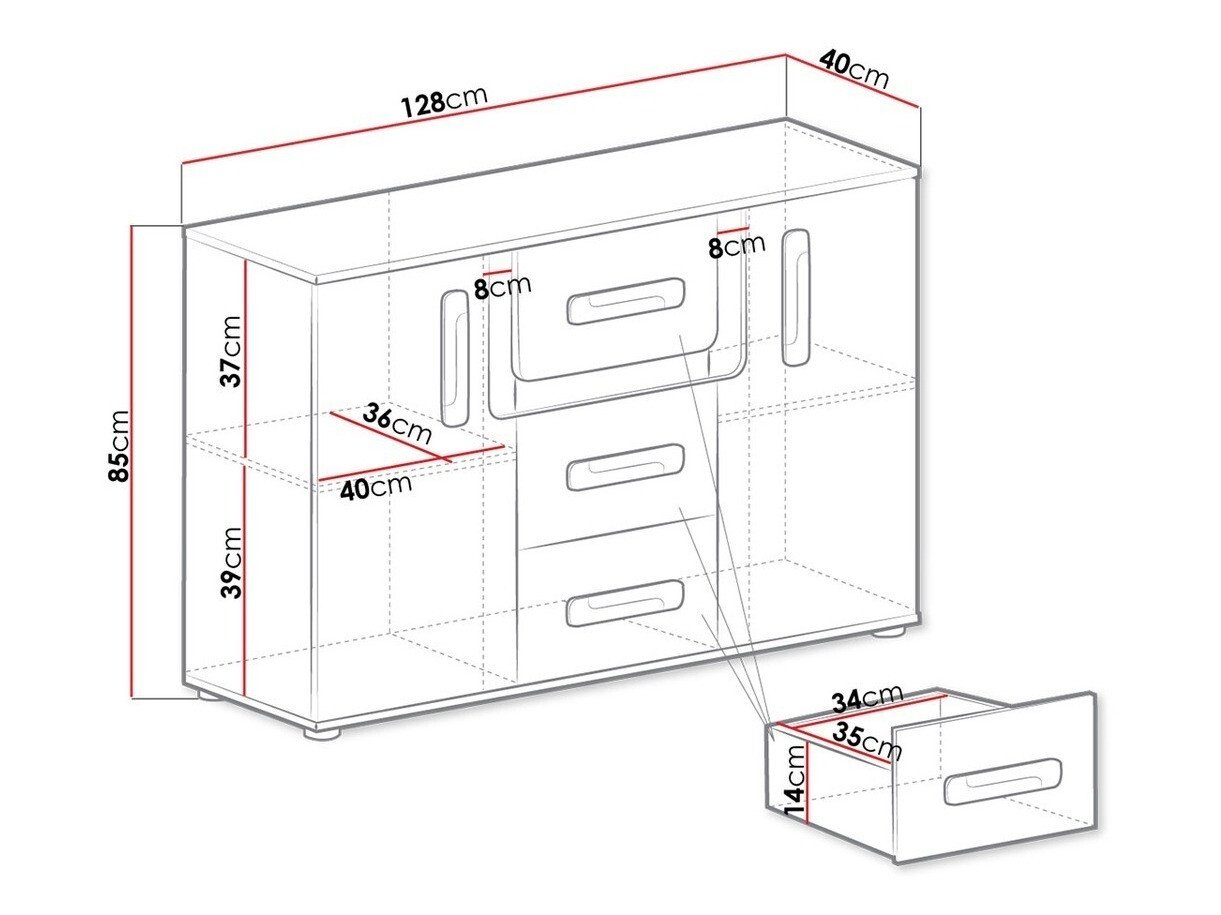 Commode Aviseve 102 (Anthracite + Blanc)