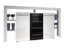 Commode Nashville 106 (Blanc + Noir brillant)