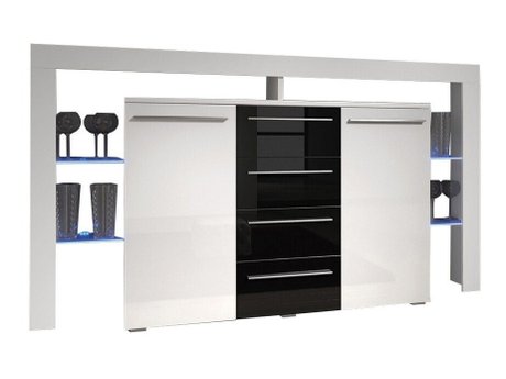 Commode Nashville 106 (Blanc + Noir brillant)