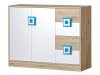 Commode Tolfere 100 (Chêne clair + Blanc + Turquoise)
