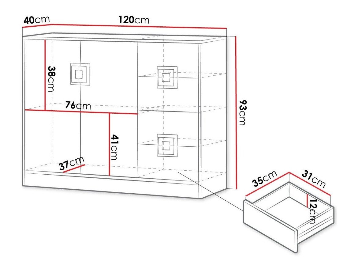 Commode Tolfere 100 (Chêne clair + Blanc)