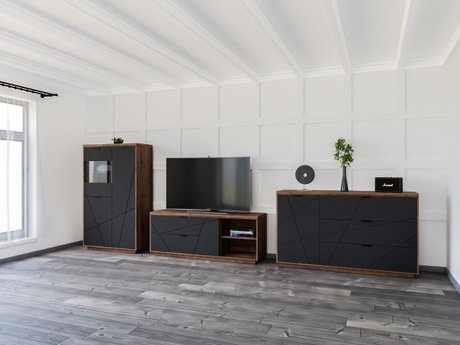 Ensemble de salon Fivale 110 (Chêne delano foncé + Noir mat)