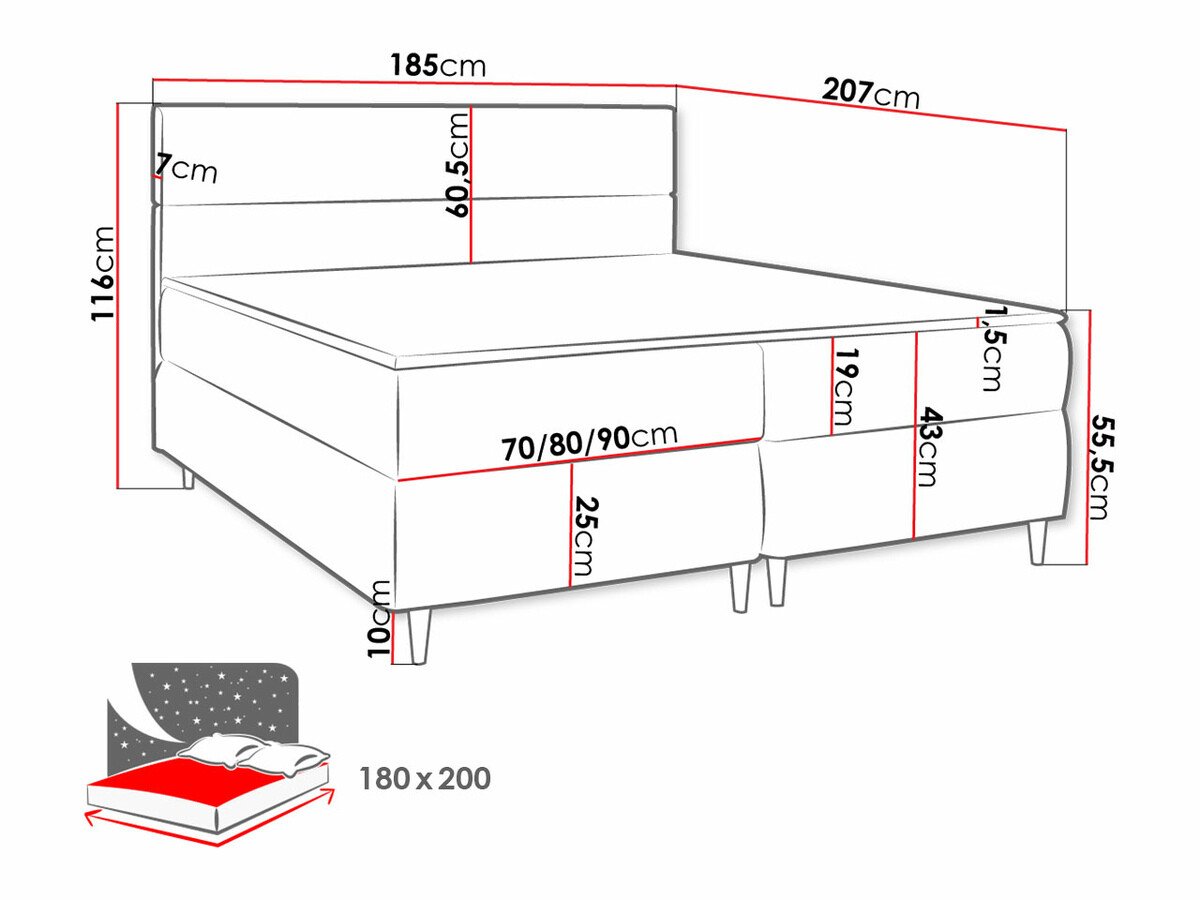 Lit boxspring Memphis 135 (Itaka 27)