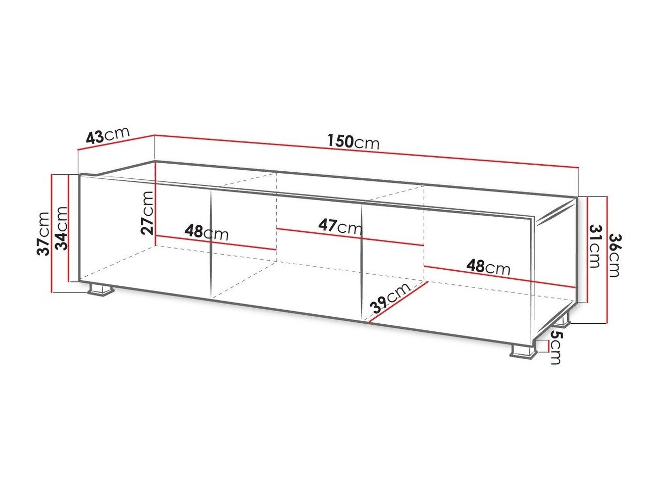 Meuble TV Tivdalu 103 (Blanc + Blanc brillant)