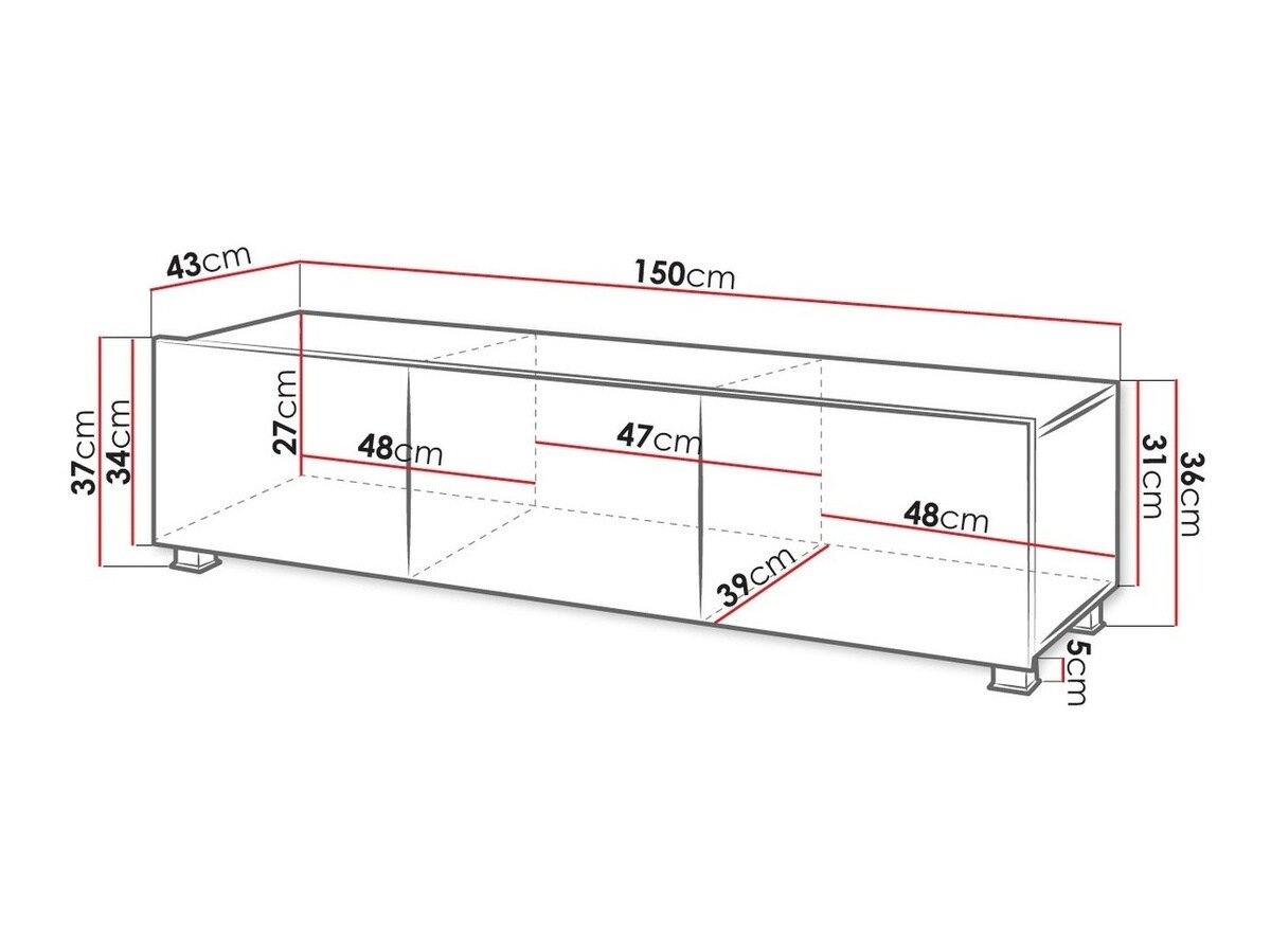 Meuble TV Tivdalu 103 (Noir + Noir brillant)