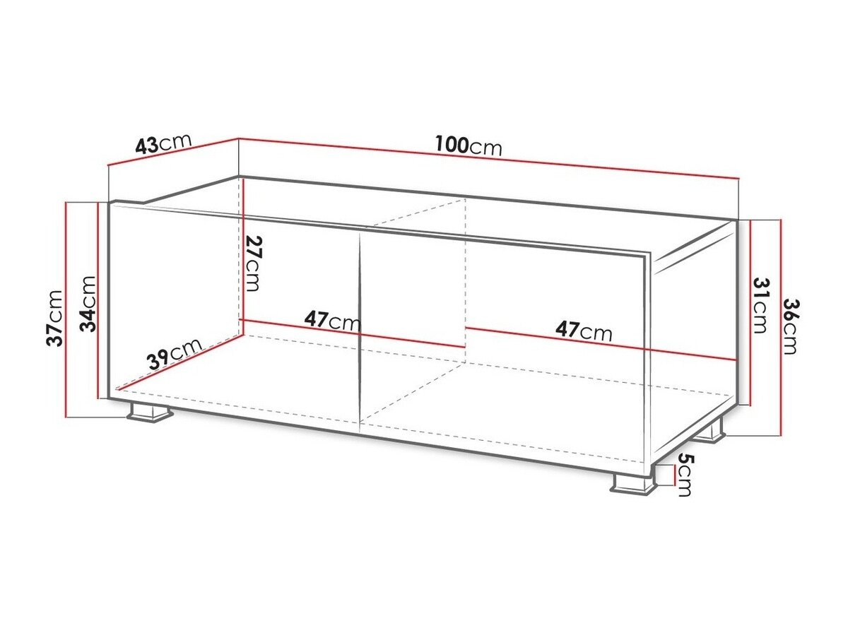 Meuble TV Tivdalu 104 (Noir + Noir brillant)