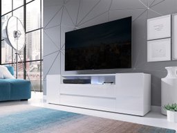 Meuble TV Ager (Blanc + Blanc brillant)