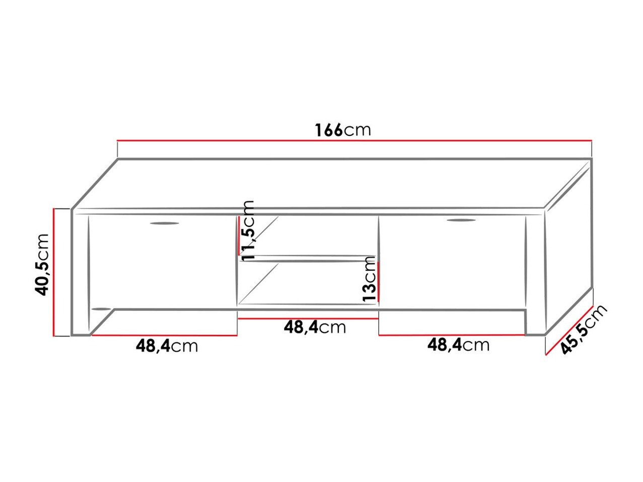 Meuble TV Uva II (Blanc + Blanc brillant)