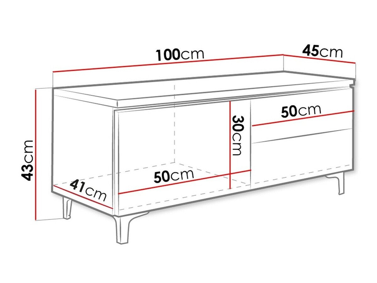 Meuble TV Nashville 118 (Blanc + Blanc brillant)