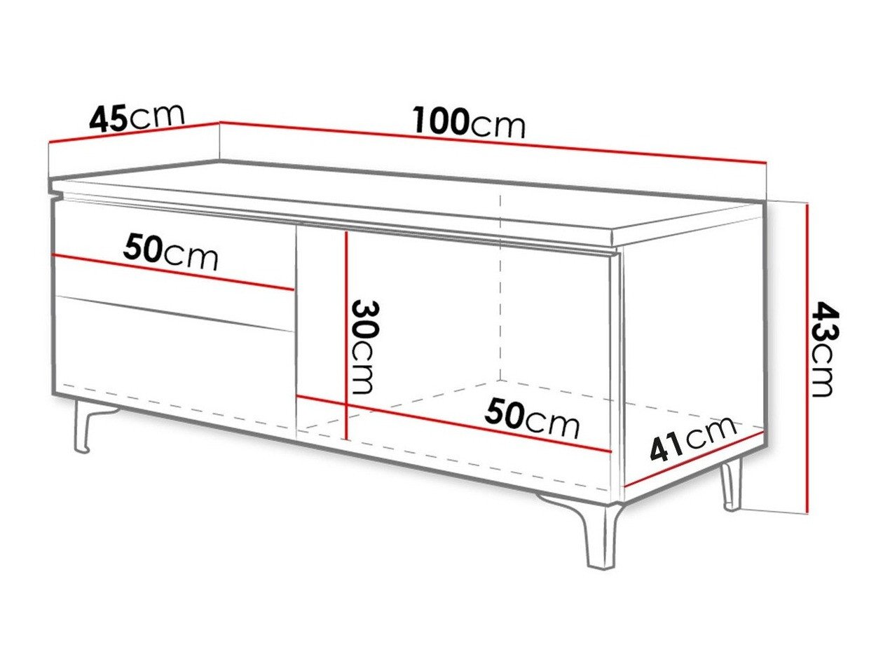Meuble TV Nashville 119 (Blanc + Noir brillant)